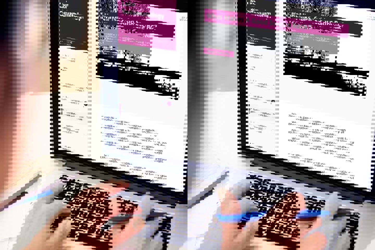 Person viewing e-learning on laptop